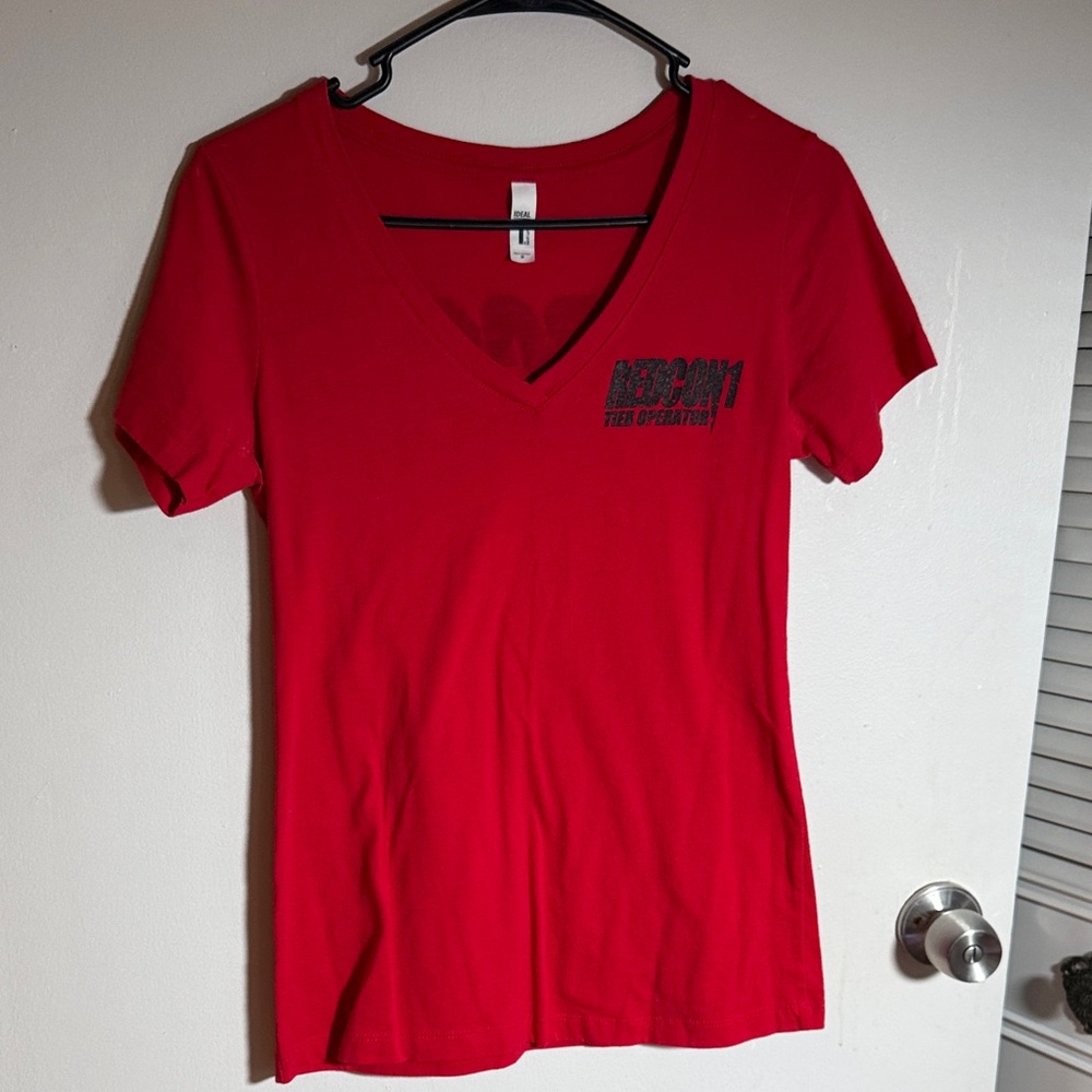 Vibrant Red V-Neck Women's Tee